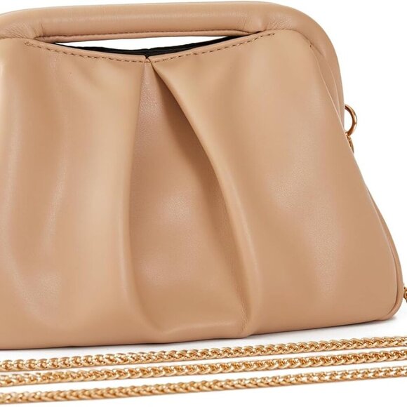 Chic Khaki Evening Clutch with Detachable Chain - Perfect for Weddings & Parties - Picture 4 of 5